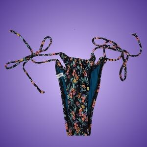 Body Glove Abloom Kalea Swim Bikini Bottoms Women XS Black String Side Tie NWT